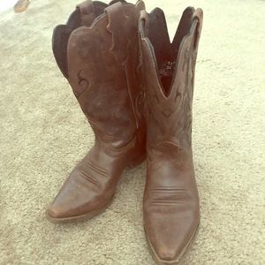 Patterned brown cowboy boots for girls